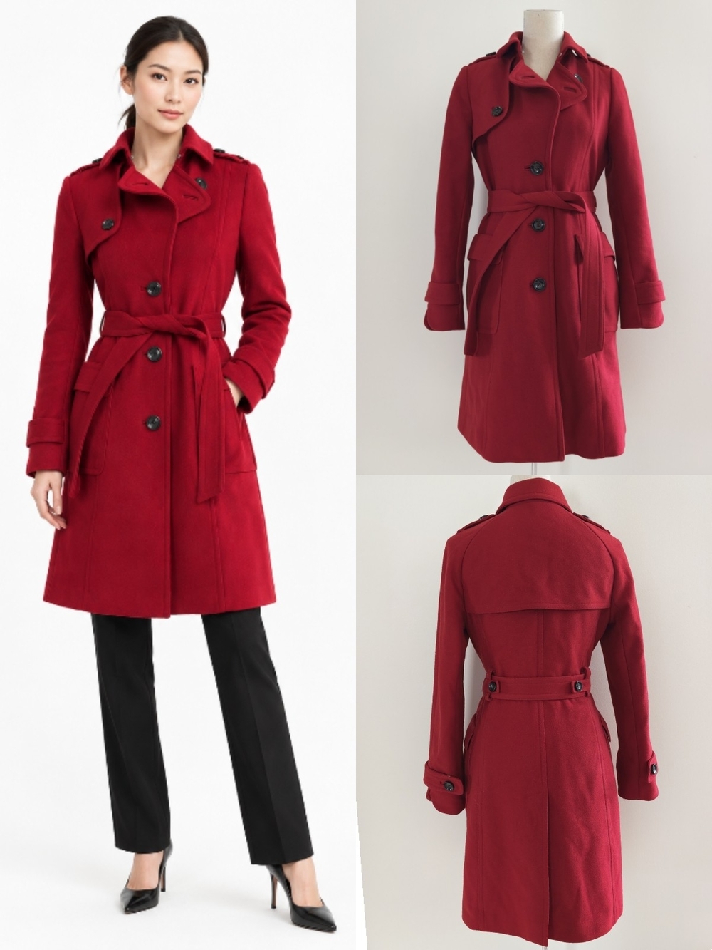 Like new Banana Republic Red Trench Coat with Belt
